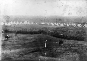 Parade of troops at Rahotu Volunteer Camp, Taranaki