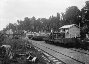 Erua railway with goods carriages and dwellings