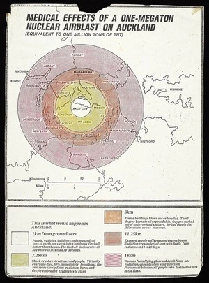 [North Shore Peace Group] :Medical effects of a one-megaton nuclear airblast on Auckland (equivalent to one million tons of TNT). [1983-85].