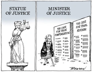 Tremain, Garrick, 1941- :Statue of Justice. Minister of Justice. 12 January 2013