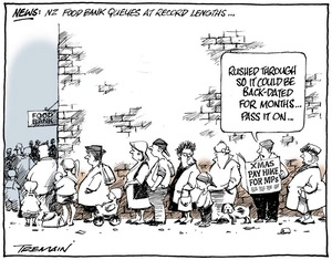 Tremain, Garrick 1941- :NEWS; NZ food bank queues at record lengths... 22 December 2012