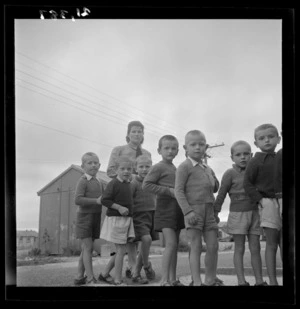A queue of young boys at a Polish refugee camp, Pahiatua
