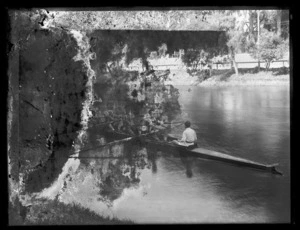 Coxed four rowing team on the Avon River, Christchurch