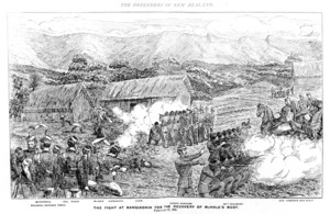 Wilson, J A :The fight at Rangiaohia for the recovery of McHale's body. February 21 1864. Colonial Defence Force. McDonnell. Col. Nixon. Wilson, Alexander. Dunn. Forest Rangers. 65th Regiment. Gen. Cameron and staff. [Auckland, Brett, 1887]