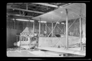 View of hangar interior, New Zealand Flying School, Kohimarama, Auckland