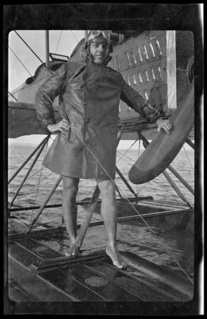 Portrait of Anton Berntsen, student pilot at the New Zealand Flying School in Kohimarama, Auckland