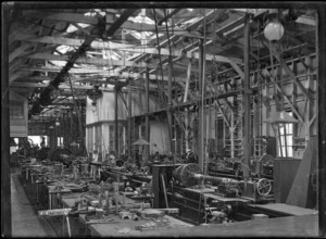 Petone Railway Workshops. Interior view of the machine shop.