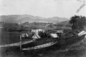 Poho O Rawiri pa, with Wilson's Camp in the background, Poverty Bay