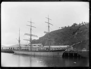 The sailing ship Peri berthed at Port Chalmers.