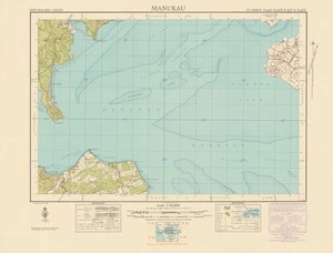 Manukau [electronic resource] / [drawn by] E.T. Healy April 1944 ; compiled from official surveys, aerial photographs and marine charts.