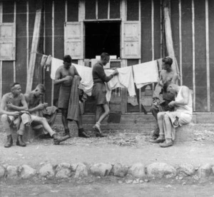 Prisoners of war at Camp 57, Gruppignano, Italy during a delousing session