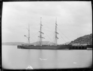 The sailing ship Ranee berthed at Port Chalmers.