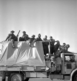 Paton, H fl 1942 : Members of the Maori Battalion travelling from Alamein, Egypt to Tripoli