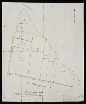 Dolan, Owen John, 1896-1982 :Plan of subd[ivisio]ns A-J, Papangaio Block, Blk II, Moutere S[urvey] D[istrict] [copy of ms map]. Signed OJ Dolan, PN, Oct, 19[37].