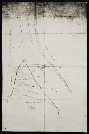 Dolan, Owen John, 1896-1982 :[The Manawatu River's course through Papangaio Block subdivision J, Moutere Survey District] [copy of ms map]. Signed OJ Dolan, Jan, 1937.