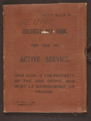 Papers and material relating to soldier's life during World War One