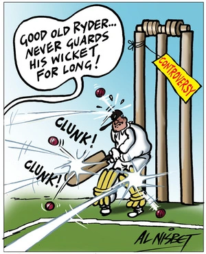 Nisbet, Alastair, 1958- :"Good old Ryder. Never guards his wicket for long!" 20 August 2013