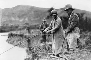 Duke and Duchess of York, trout fishing in Taupo during their 1927 tour