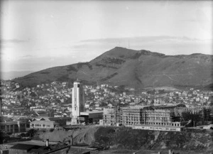 Wellington, showing the Dominion Museum under construction, and the Carillon
