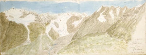 Haast, Johann Franz Julius von, 1822-1887: The Selwyn Glacier; source of River Dobson, with the Naumann Range. 26 April 1861