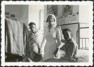 New Zealand nurse, Renee Shadbolt, with patients, in Huete, Spain, during the Spanish civil war