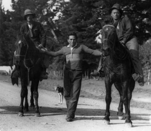 George Nepia and two horsemen