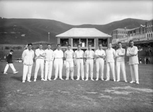 Unidentified members of a cricket team at Wellington College