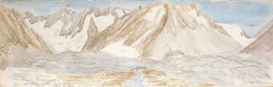 Haast, Johann Franz Julius von, 1822-1887: The Hawker Glacier, source of River Cameron from Mt Arrowsmith, 27 Feb[ruary] 1864.