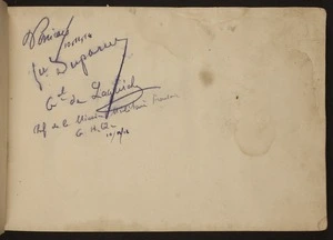 Various artists :[Signatures of three French military personnel. 11 November 1918]
