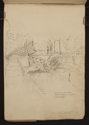 O'Grady, James, 1882?-1956 :Destroyed bridges over St Quentin Canal, Cambrai [1918]
