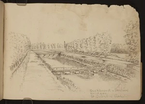 O'Grady, James, 1882?-1956 :Duckboard & pontoon bridges, St Quentin Canal [1918]