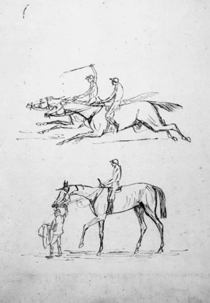 Hawkins, William Webster, 1842-1918 :[Racehorses. Marlborough? 1867?]