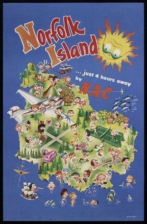 New Zealand National Airways Corporation :Norfolk Island; just 4 hours away by NAC. [Printed by] W&T Ltd [1947-1955]