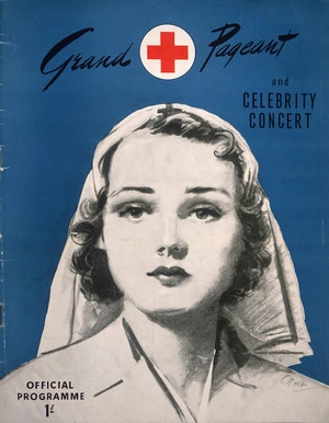 New Zealand Red Cross Society Inc. Wellington Centre :"For England"; grand pageant and celebrity concert. Town Hall Wellington, Wednesday 18th September 1940. [Programme cover].