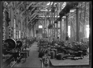 Petone Railway Workshops. Interior view of the machine shop.
