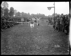 Running race at a New Zealand contingent sports day in Le Doulieu, France, during World War I