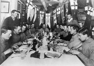 Captain Robert Falcon Scott's last birthday dinner, during the British Antarctic Expedition of 1911-1913