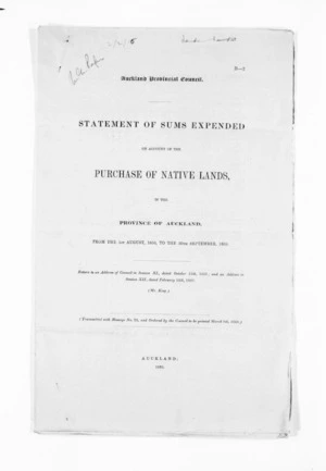 Papers relating to land - Printed papers re land