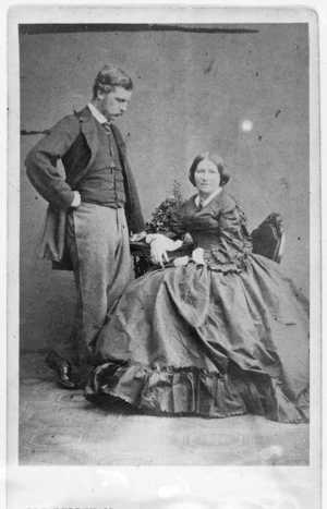 Creator unknown :Photograph of Sir James Hector and an unidentified woman - Photograph taken by W E Debenham (London, England)
