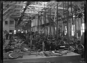Petone Railway Workshops. Interior view of a portion of the Machine Shop.