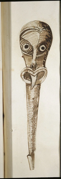 Taylor, Richard, 1805-1873 :[Maori god stick. 1840-1850s]