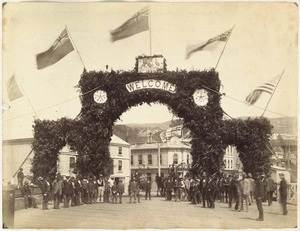 Archway of welcome on Queens Wharf, Wellington
