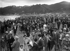 Crowds at Lyall Bay Beach, Wellington