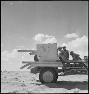 New Zealand anti-tank gunners at El Alamein, Egypt, during World War 2 - Photograph taken by M D Elias