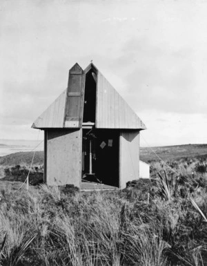 Observatory and equatorial telescope on the Chatham Islands, during the 1874 United States expedition to observe the transit of Venus