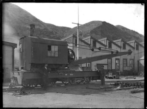 Mobile steam crane, No 103 at Petone Railway Workshops, 1900.