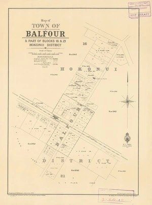 Map of town of Balfour [electronic resource] : & part of blocks 16 & 21 Hokonui District / drawn by G.F.M. Stewart, December, 1925.