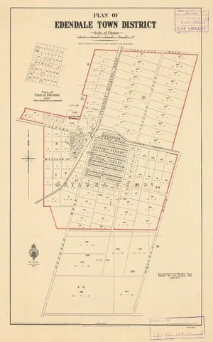 Plan of Edendale town district [electronic resource] / M. Crompton-Smith, chief draughtsman ; R.S. Galbraith, chief surveyor, Southland.