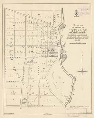Plan of the township of Dipton [electronic resource] : Blocks II to XI, also portions of Blocks I & XII / surveyed by James Hay, Assist Surveyor, Sept. 1875, the remainder by Norman Prentice, Dist. Surveyor July 1880 ; drawn by E.A. Lewis, Sept. 1880.