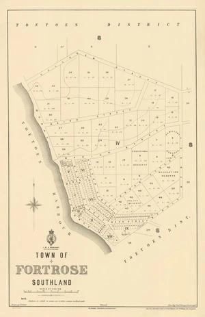 Town of Fortrose, Southland [electronic resource] / drawn by J.C. Potter ; John Hay, Chief Surveyor, Invercargill.